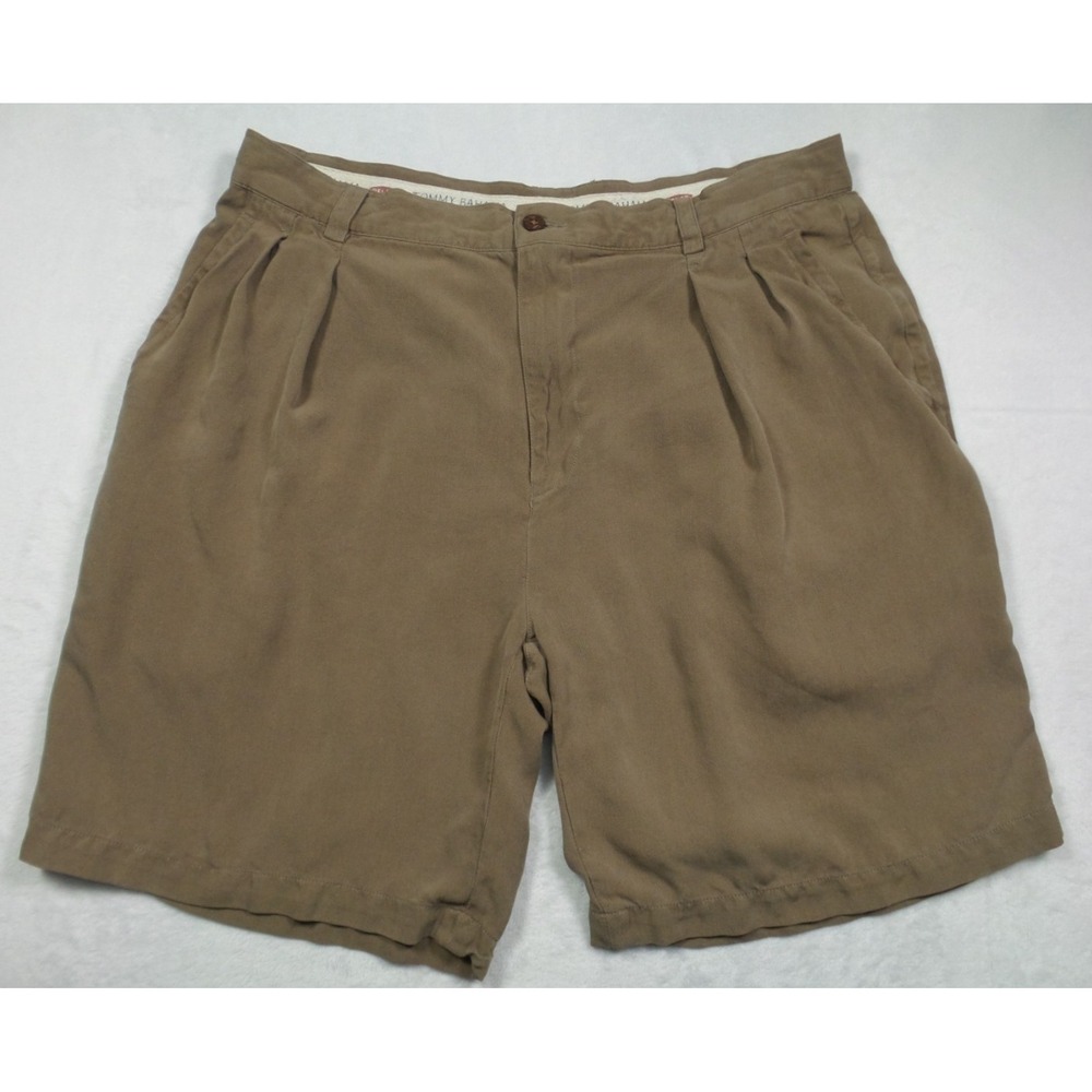 Tommy Bahama Shorts Mens Size 36 Brown Chino Pleated Relaxed Fit 100% Silk